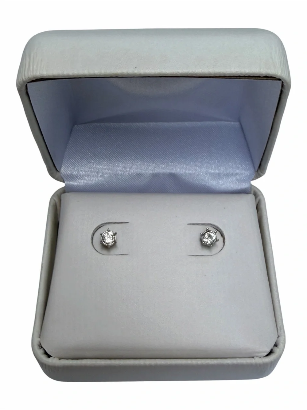 Swarovski Clear Crystal Solitaire Stud Earrings - Silver Tone